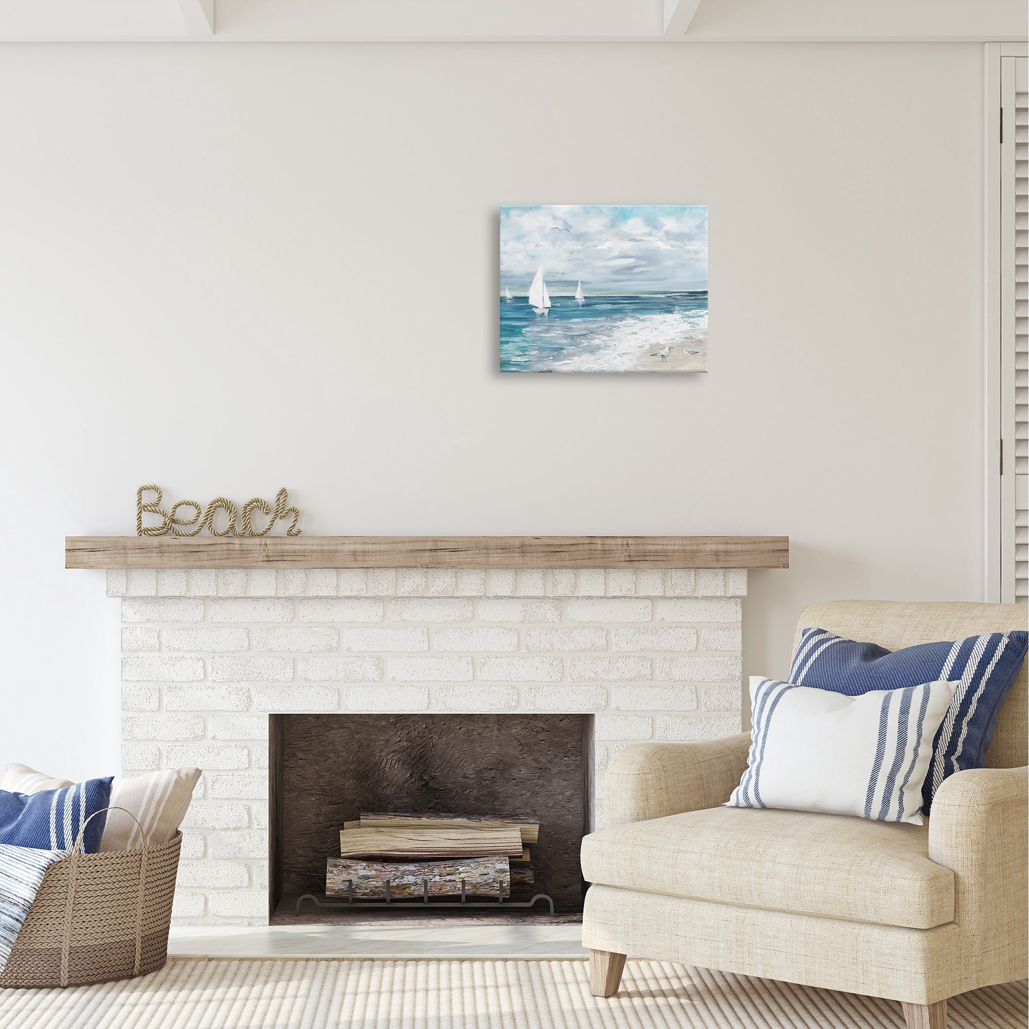 Stupell Industries On The Water Landscape Nature Painting Gallery Wrapped Canvas Art Print Wall Art, 20 x 16