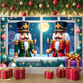 thumbnail image 6 of Nutcracker Soldiers Christmas Banner Red Green Color Holiday Backdrop Snowflakes Golden Accents Winter Display for Christmas Party Home Decoration Festive Gathering, 6 of 9