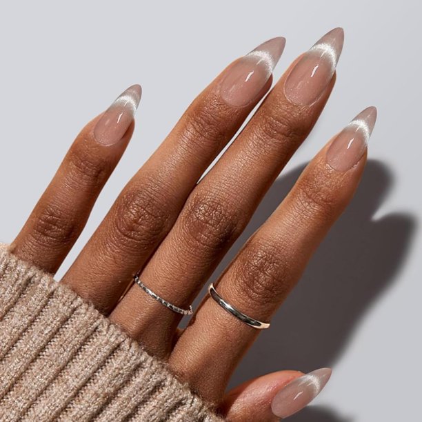 Press on Nails IQXGE, funda completa francesa con forma de almendra mediana, 24 unidades