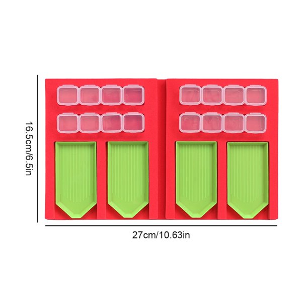 Diamond Painting Tray Sponge Point Drill Organizer Foldable Diamond Organizer Point Drill Painting Storage Tray Red 2