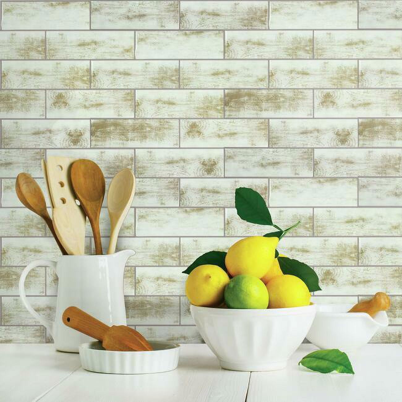 Distressed Wood Tile Peel and Stick Backsplashes