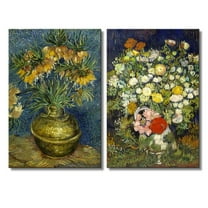 wall26 - Still life of Flowers in Vase by Vincent Van Gogh - Oil Painting Reproduction in Set of 2 | Canvas Prints Wall Art, Ready to Hang - 16" x 24" x 2 Panels