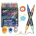 thumbnail image 6 of Dual-Tip Glitter Markers, 48 Pens with 96 Colors, Metallic Markers for Cards, DIY Crafts, Scrapbooking & Adult Coloring Books, 6.01*12.36 inch, By Preplabs, 6 of 9