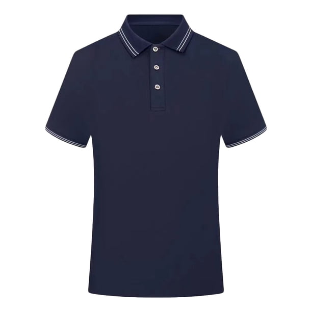 Camiseta de Manga Corta, Botón Casual Turndown Pullover T-Shirt Top de Color Sólido Hecho de Poliéster para Hombres de Verano de Uso Diario, Mangas de Mano para Hombres