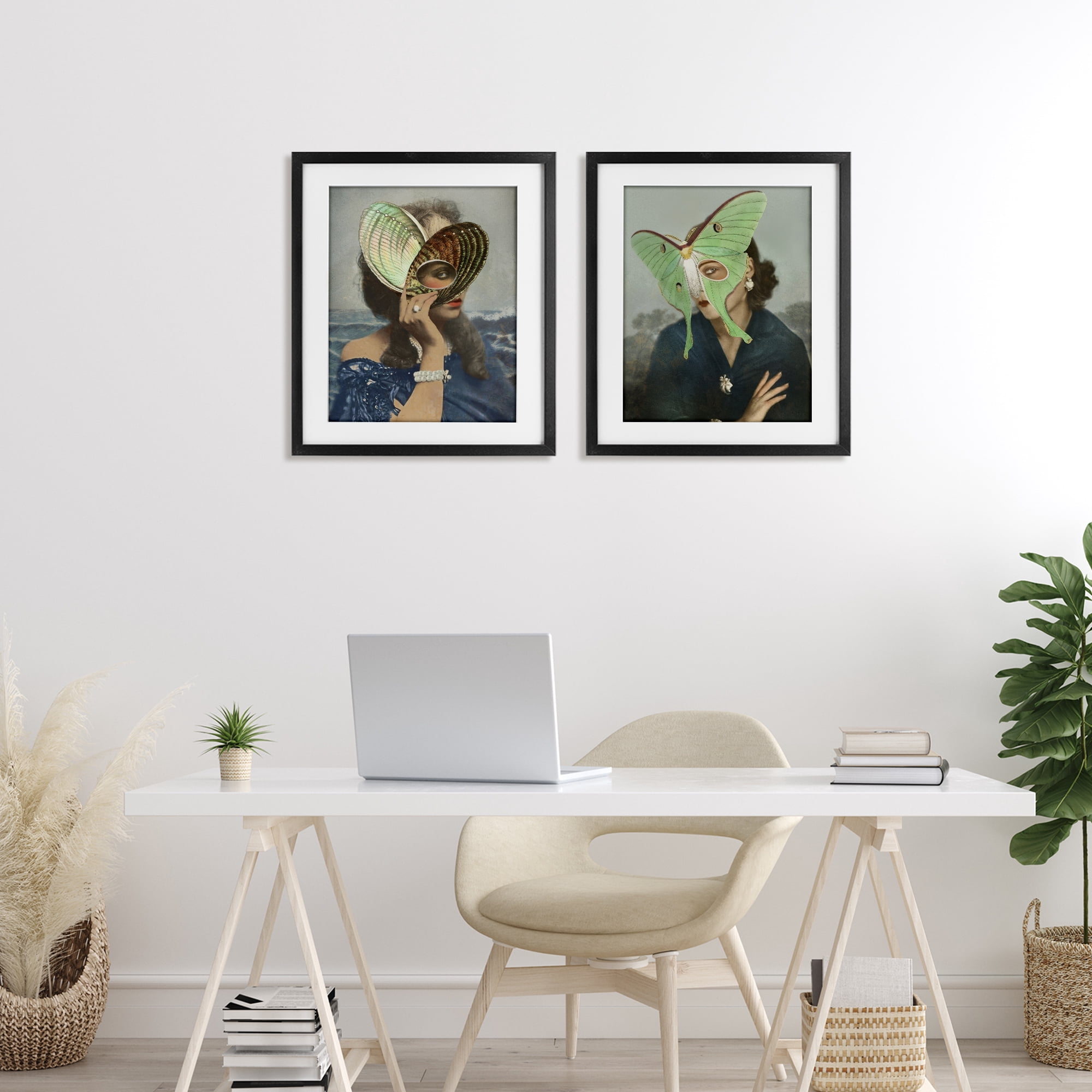 Stupell Industries Naturalist Women Portraits 2 Piece Black Framed Print Under Glass Set, design by Victoria Barnes