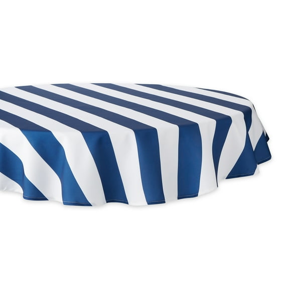 DII Nautical Blue Cabana Stripe Outdoor Tablecloth 60 Round