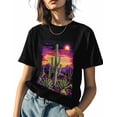 thumbnail image 1 of Camisetas de cactus para mujer, camiseta de cuello redondo Sunset Desert para mujer, camisetas interiores de algodón suave de manga corta Mountain West, 1 of 6