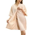 thumbnail image 6 of snilers Silk Robes for Women Satin Kimono Bathrobe Glitters Bridesmaid Letter Print Sleepwear Wedding Party 3/4 Sleeve Nightgown, 6 of 6