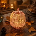 thumbnail image 2 of Yyuenw Rose Gold Glass Pumpkin Light, LED Timer Battery Operated Halloween Fall Decor, Mercury Glass Table Centerpiece for Home Mantel, 2 of 8