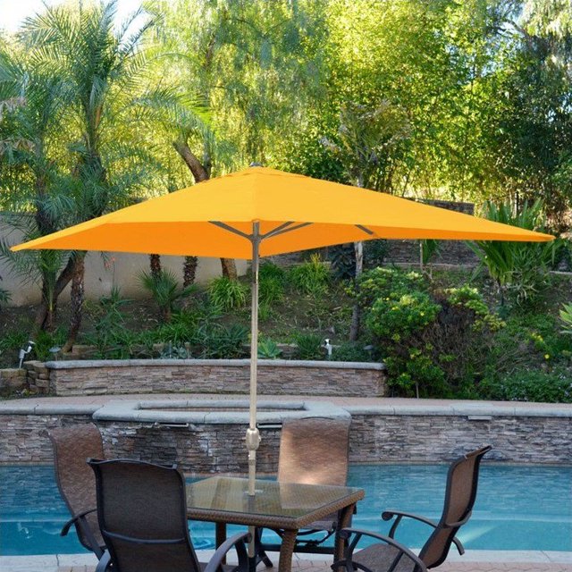 Jeco Parasol de Marché en Aluminium 6,5 Pieds x 10 Pieds Inclinable avec Manivelle
