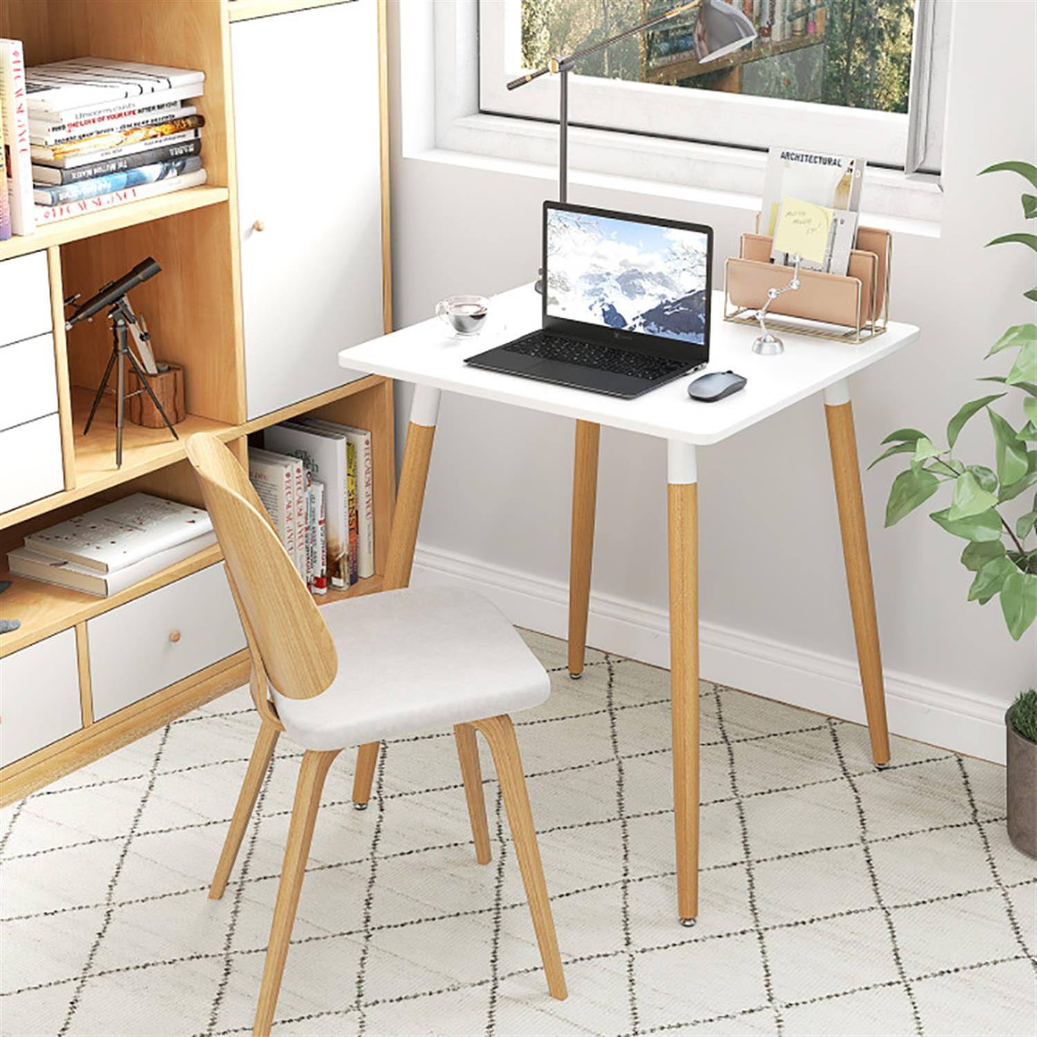 Demi Bonn 45" Dining Table with Adjustable Foot Pads, Kitchen Table for 2-4 People, Square Dinner Table for Home Office, Living Room Furniture, White