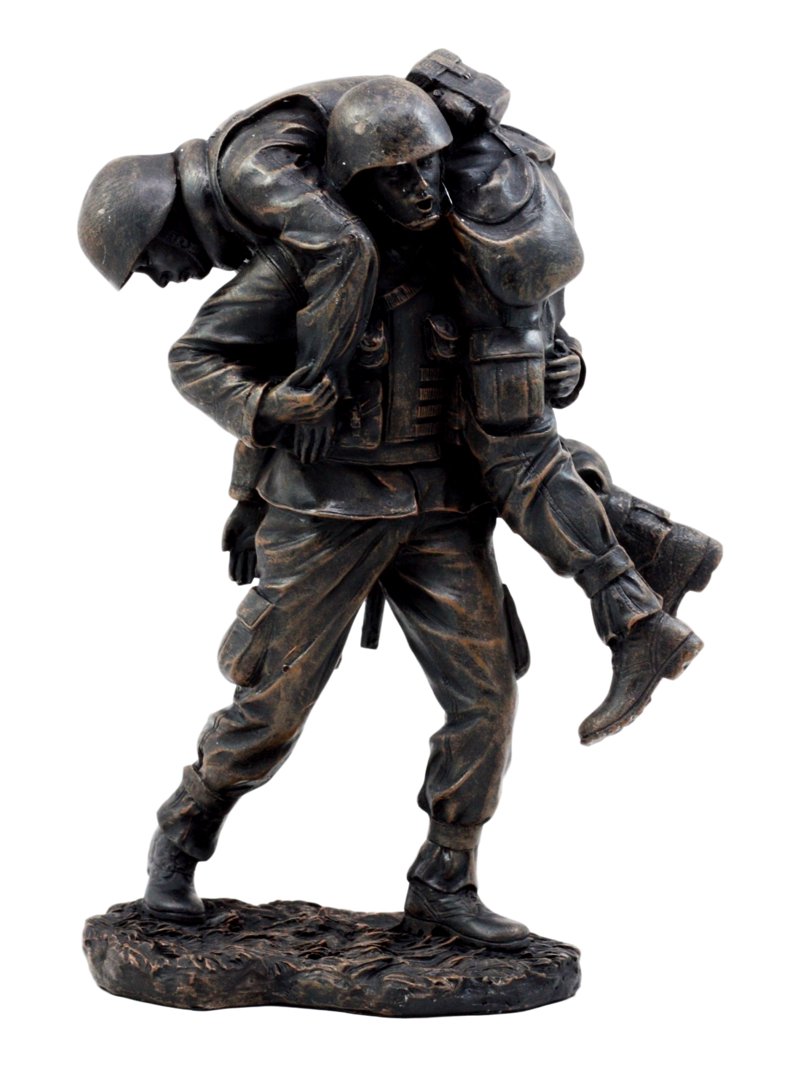 Harley the soldiers friend 壁掛け立体 Hacksaw Ridge Military Soldier Carrying A Wounded Brother Figurine