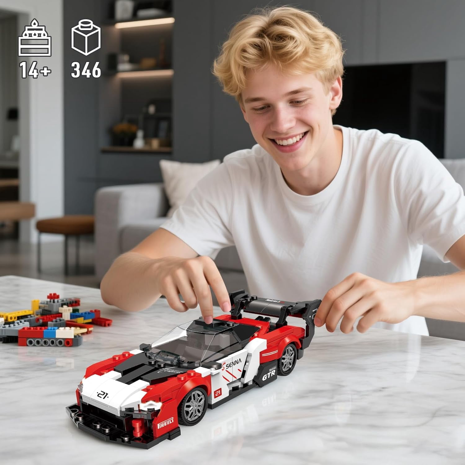 Sports Car Building Set, MOC Racing Car Model Kit, Cool Collectible Cars Toys Gifts for Adults and Teens Age 14+ (346 Pieces)