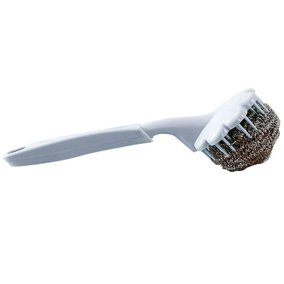 Tyeign Stainless Steel Wire Ball Pot Brush with Handle, Heavy-Duty Scrubbing Brush for Cast Iron Skillet Pan, Kitchen Cleaning Tool for Stubborn Grease And Stuck-On Food, 1X Cleaning Brush