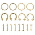 thumbnail image 6 of QQTDFG 16 Pcs/lot Stainless Steel Nose Rings 14/16G Ear Labret Tongue Eyebrow Piercings-Gold-10mm, 6 of 9
