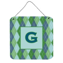 Letter G Initial Monogram - Blue Argoyle Wall or Door Hanging Prints