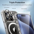 thumbnail image 6 of for iPhone 15 Pro Max Case, Compatible with MagSafe, Set with 2 Screen Protectors and Single Lens Protectors, Air Guard Corners, Yellowing-Resistant Acrylic Back, Air  Series, Clear, 6 of 16