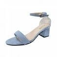 thumbnail image 4 of BLTIBY Women's Chunky High Heels Sandals Solid Colour Open Toe Platform Ankle Strappy Sandals Summer Fashion Dress Shoes Gray 8, 4 of 4