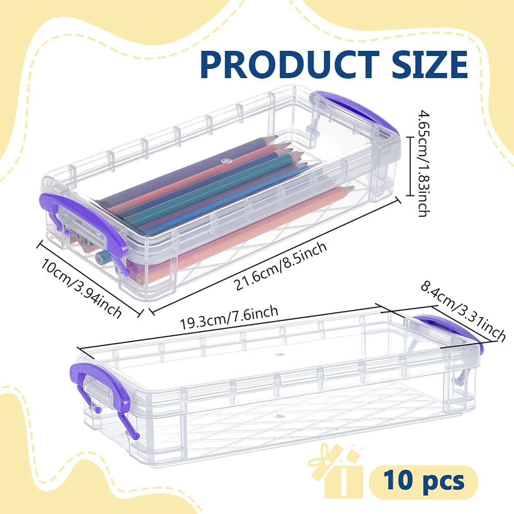 Rectangle Plastic Pencil Case Desktop Stationery Organizer Slate Blue 216x100x46.5mm Inner Diameter: 193x84mm
