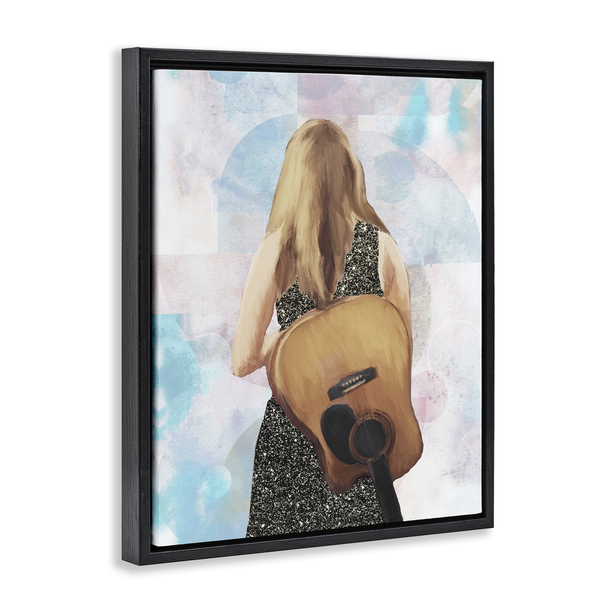Stupell Industries Dreaming With My Guitar Black Framed Floater Canvas Wall Art, design by Dan Meneely