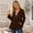 Brown, variant on Women's Hooded Zip Up Tiered Ruffle Babydoll Top Long Bell Sleeve Casual Textured Knit Cardigan Jacket with Two Deep Side Pockets Outerwear Jackets
