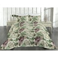 thumbnail image 2 of Ambesonne Floral Quilted Bedspread Set 3 Pcs, Watercolor Peony Roses Print, Twin, Mauve Taupe Grey Yellow, 2 of 4