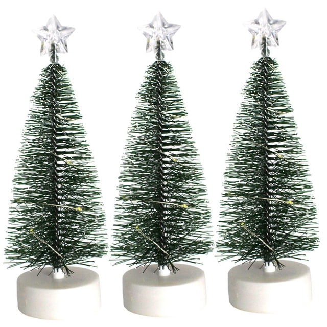 Mini Artificial Sisal Snow Christmas Trees Ornaments Bottle Brush Tree For Crafts Decor Table Top Decorations