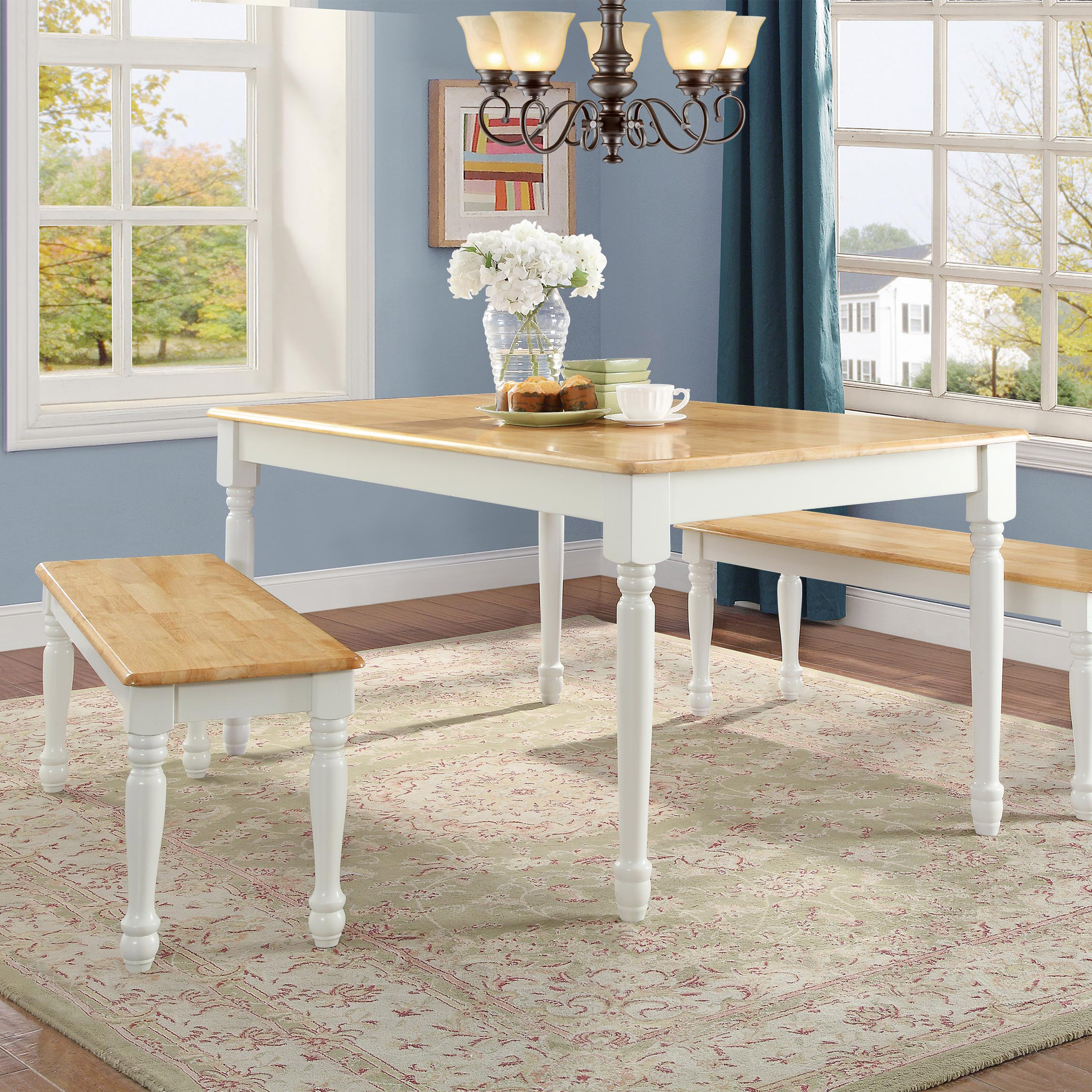 Better Homes & Gardens Autumn Lane Farmhouse Solid Wood Dining Bench, White and Natural Finish - image 3 of 6