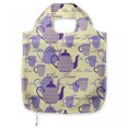 thumbnail image 1 of Tea Party Reusable Market Bag, Striped Teapots Cups Silhouettes Classical Calligraphy Pattern, Printed Foldable Bag for Shopping and Grocery Large Capacity, Pale Yellow Lavender, by Ambesonne, 1 of 4