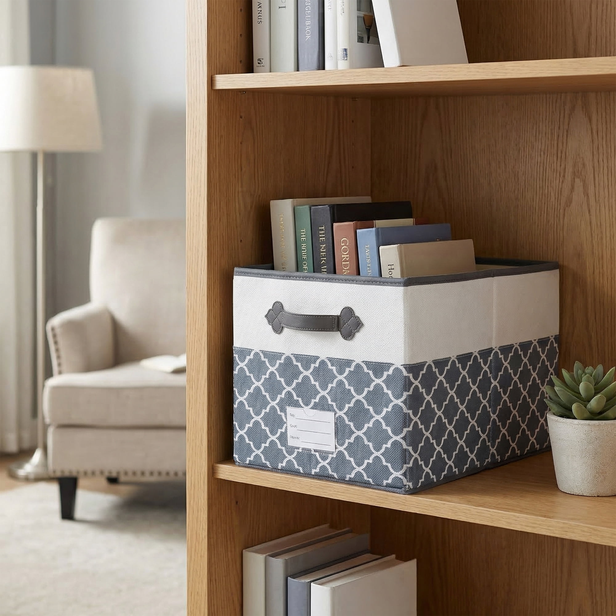 Unique Bargains Storage Basket with Handle for Organizing Objects Grey 17.3"x11.8"x10.6"