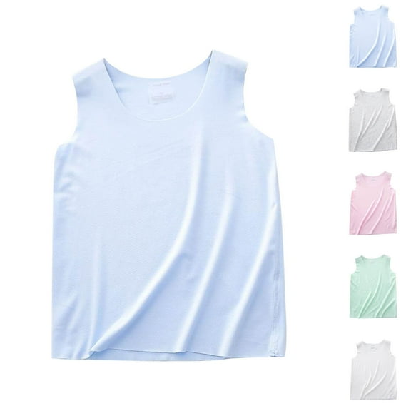 MKOSPLRT 3-14 Years Sleeveless Tank Tops for Kid Girls Boys Crew Neck Cotton Tanks Solid Casual Undershirts Soft Tees Kids Clothes