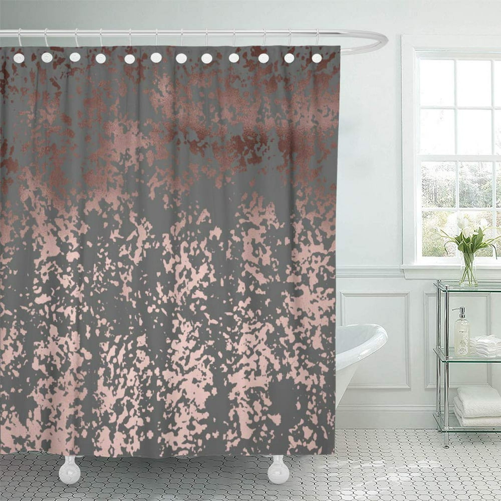 CYNLON Abstract Faux Rose Gold and Grey Brushstrokes Glam Modern