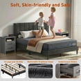 thumbnail image 6 of BESTERGO Bedroom Sets with Adjustable Upholstered Headboard Queen Bed Frame,2Pcs Gray Nightstand with Charging Station,12'' Memory Foam Mattress,Gel-Infused Triple-Layer Bed, 6 of 12