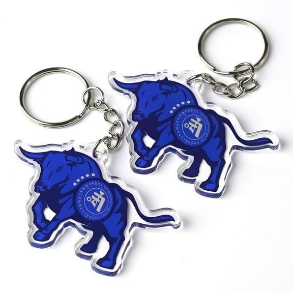 Big Money Bull Amulet Feng Shui Keychains, Symbol for Wealth and Prosperity Luck, Feng Shui Gift, Lightweight Acrylic, Made In USA (2 Pack)