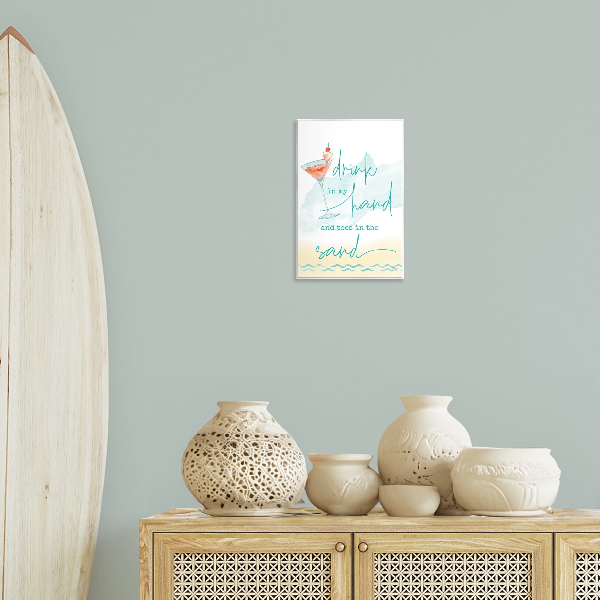 Stupell Industries Drink & Sand Beach Sentiment Text & Numbers Painting Unframed Art Print Wall Art, 10 x 15