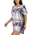 thumbnail image 2 of Daiia Lavender Blooms Window Pattern Womens Pajama Sets Short Sleeve Pajamas for Women Sets Soft Lounge Sets Casual Round Neck Sleepwear PJS-4X-Large, 2 of 7