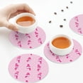 thumbnail image 7 of Gaeub Pink Scarf Snowman Print 6 Pcs Leather Coasters for Drinks ,Drink Coasters Sets,Drink Table Cup Coasters for Living Room Kitchen Coffee Decor,Round Shape, 7 of 7