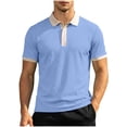 thumbnail image 2 of COSFO Waffle Mens Polo Shirts Short Sleeve Colorblock Performance Shirt Moisture Wicking Collared Pullover Classic Fit Dry Fit Mens Shirts, 2 of 9