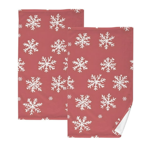 Ryvnso Christmas Snowflake Cotton Hand Towels Sets Face Towel 2 PCs Bathroom Decorative