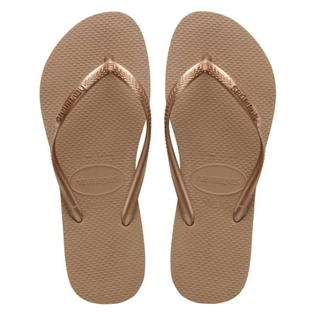 Havaianas Women's Slim Flip Flops - Spring and Summer Pool Sandals for Women - Rose Gold, 7/8