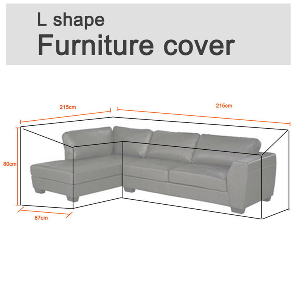 Balleen.E 2Pcs/set Waterproof L Shape Dust Cover and Rectangular Cover Garden Furniture Covers Heavy Duty Windproof Anti-UV Cube Corner Furniture Sofa Rattan Cover for Outdoor Patio Table and Chairs 