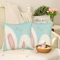 thumbnail image 2 of Happy Easter Pillow Covers 20x20 Inch Set of 2 Blue Pink Bunny Ears Spring Farmhouse Decorative Throw Pillow Cases Lovely Animals Rabbit Cushion Cover for Couch, 2 of 6