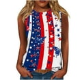thumbnail image 2 of Frostluinai Red White Blue Women's Tanks Sleeveless American Flag Shirts Crew Neck Independence Day Graphic Tank Tops Plus Size, 2 of 5