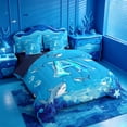thumbnail image 2 of meiyoeat Cute Shark Monogram A 7-Piece Twin Bedding For Boys,Ocean Theme Bedding Comforter Set,Navy Blue Reversible, 2 of 7