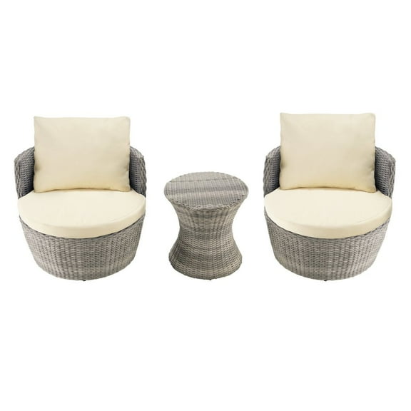 W Unlimited Romantic 3-piece Outdoor Resin and Wicker Bistro Set in Gray