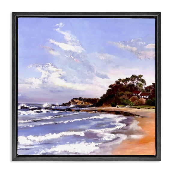 Malua Bay Seascape Black Framed Floater Canvas Wall Art, design by Patricia Reynolds