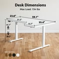 thumbnail image 3 of 59.1 Inch Electric L-Shaped Height Adjustable Standing Desk, Sit to Stand Corner Desk with Memory Presets and Hooks, Ergonomic Home Office Computer Desk for Workstations, White, 3 of 8