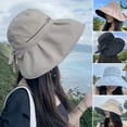 thumbnail image 2 of Summer Wide Brim Women Cap Sun Hat with Bow Foldable Soft Texture Windproof,Fashion And Elegant,Suitable For Travel, 2 of 8