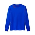 thumbnail image 2 of Daxton Premium Detroit Men Long Sleeves T Shirt Ultra Soft Medium Weight Cotton, Royal Tee Red Letters XS, 2 of 3