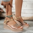 thumbnail image 5 of Gold Ladies Sandals Fish Mouth Wedge Heel Solid Summer Casual Fashionable Leisure Outdoor Low Top Eye Catching Comfortable Footwear Size 37, 5 of 9